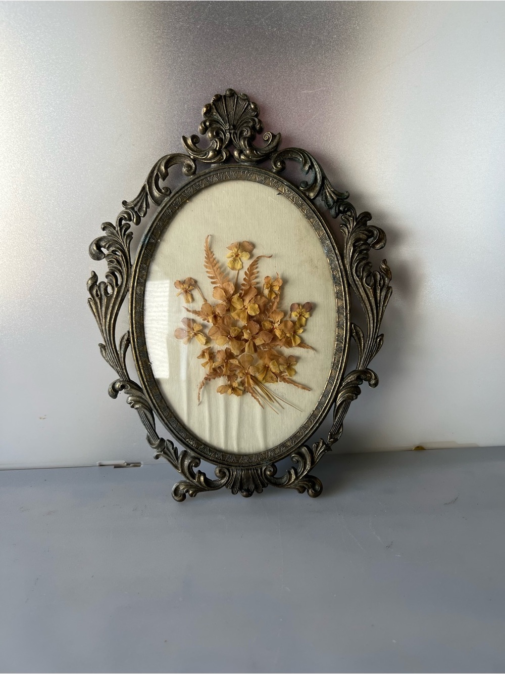 Vintage Ornate Floral Wall Frame - Brown and Cream